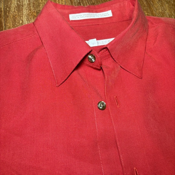 Perry Ellis Red Orange Short Sleeve Button Up - S - Picture 3 of 6